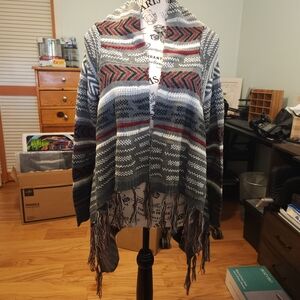 Juniors Open-Front Fringe Cardigan Sweater